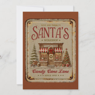 Cartes Pour Fêtes Annuelles Atelier du Père Noël intensément rustique Village