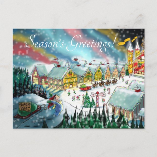 Cartes Pour Fêtes Annuelles Atelier du pôle Nord du Père Noël (Devant)
