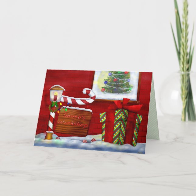 Cartes Pour Fêtes Annuelles Atelier Noël Whimsey AJOUTER PHOTO (Devant)