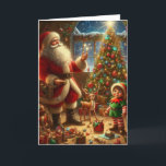 Cartes Pour Fêtes Annuelles Atelier père Noël<br><div class="desc">Père Noël entouré de ses aides dans son atelier de Noël en Laponie</div>