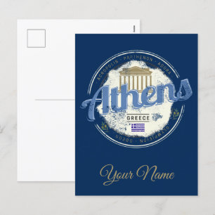 Cartes Pour Fêtes Annuelles Athènes Grèce Capitale Vintage Cité souvenir
