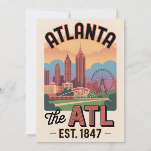 Cartes Pour Fêtes Annuelles Atlanta Géorgie Vintage Voyage Rétro ATL