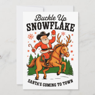 Cartes Pour Fêtes Annuelles Attachez votre ceinture Snowflake Rodeo Cowboy San