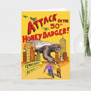 Cartes Pour Fêtes Annuelles Attack of the 50ft Honey Badger! Greetings Card