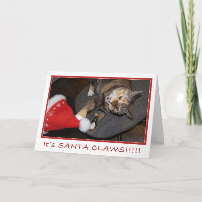 Cartes Pour Fêtes Annuelles Attaque II de chat de Noël (Devant)