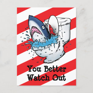 Cartes Pour Fêtes Annuelles Attention - Requin Toilette