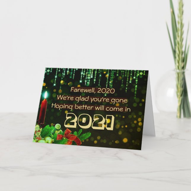 Cartes Pour Fêtes Annuelles AU REVOIR 2020 | Meilleur 2021 | Bonne Année (Devant)