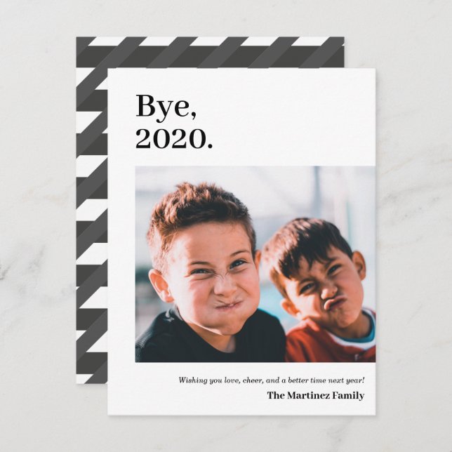 Cartes Pour Fêtes Annuelles Au revoir, 2020. Photo moderne drôle (Devant / Derrière)