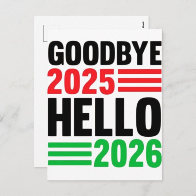 Cartes Pour Fêtes Annuelles Au revoir 2025 Bonjour 2026 - Célébrer une étoile  (Devant / Derrière)
