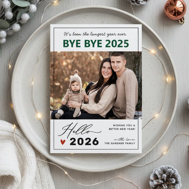 Cartes Pour Fêtes Annuelles Au revoir à 2024 photo unique du bon an (Créateur téléchargé)