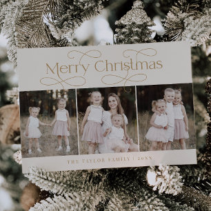 Cartes Pour Fêtes Annuelles AUDREY Gold Modern Family Photo Vintage Noël
