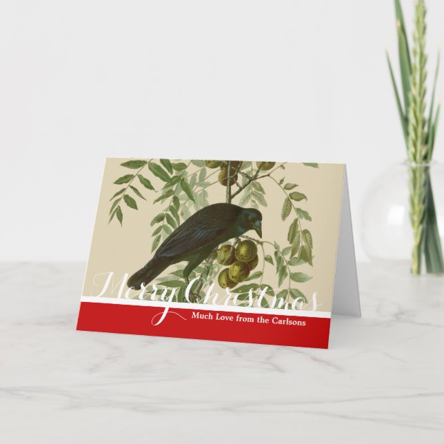 Cartes Pour Fêtes Annuelles Audubon American Crow Black Bird (Devant)