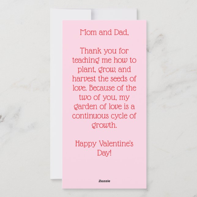 Cartes Pour Fêtes Annuelles Augmenter l'amour (Dos)