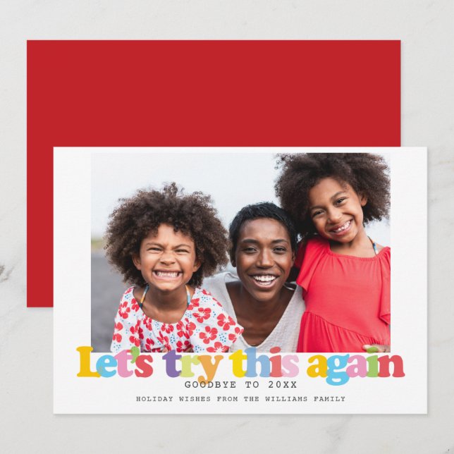 Cartes Pour Fêtes Annuelles Aujourd'hui Noël essayons de nouveau cette photo (Devant / Derrière)