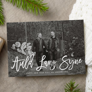 Cartes Pour Fêtes Annuelles Auld Lang Syne Script   New Year Photo Card