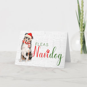 Cartes Pour Fêtes Annuelles Australian Shepherd Funny Fleas Navidog Noël