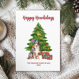 Cartes Pour Fêtes Annuelles Australian Shepherd Happy Howlidays Card