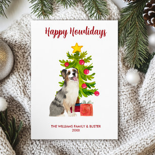 Cartes Pour Fêtes Annuelles Australian Shepherd Happy Howlidays Card