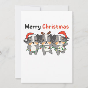 Cartes Pour Fêtes Annuelles Australian Shepherd Joyeux Chiens de Noël mignons 