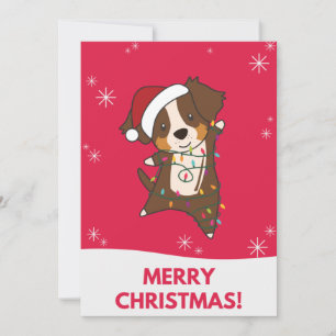 Cartes Pour Fêtes Annuelles Australian Shepherd Merry Christmas Winter