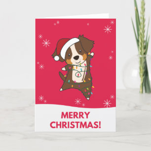 Cartes Pour Fêtes Annuelles Australian Shepherd Merry Christmas Winter