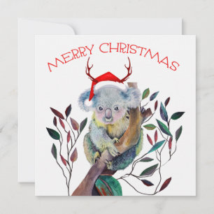 Cartes Pour Fêtes Annuelles Australie Koala Santa Hat Joyeux Noël