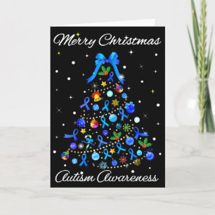 Cartes Pour Fêtes Annuelles Autisme Arbre de Noël bleu