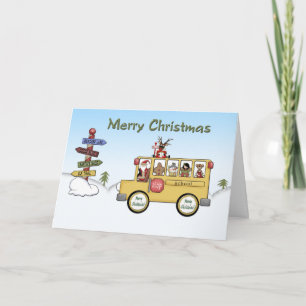 Cartes Pour Fêtes Annuelles Autobus scolaire de Joyeux Noël
