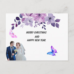 Cartes Pour Fêtes Annuelles Autocollant de bouquet de fleurs violettes à l'aqu