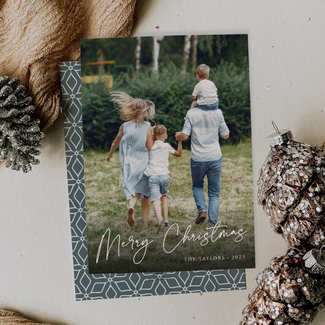 Cartes Pour Fêtes Annuelles Autographe | Joyeux Noël photo verticale (Créateur téléchargé)