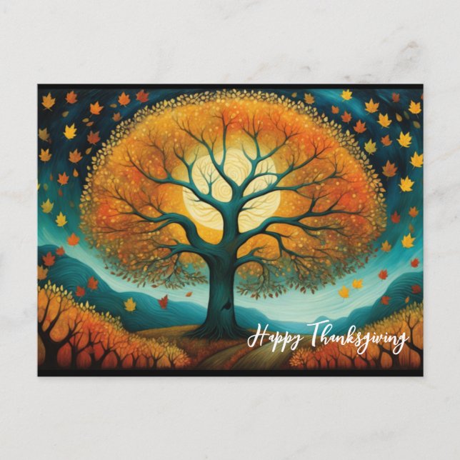 Cartes Pour Fêtes Annuelles Automne Arbre Art Fête Automne Thankgiving (Devant)