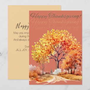 Cartes Pour Fêtes Annuelles Automne Automne Arbre Thanksgiving Orange