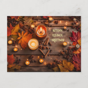 Cartes Pour Fêtes Annuelles Automne Automne Equinox Bougies Épices Feuilles