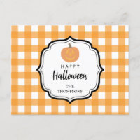 Automne Automne Orange Plaid Halloween Citrouille