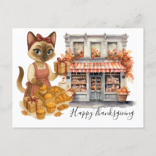 Cartes Pour Fêtes Annuelles Automne Boulangerie de chats Thanksgiving Amoureux