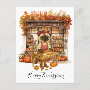 Cartes Pour Fêtes Annuelles Automne Boulangerie de chats Thanksgiving Amoureux
