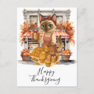 Cartes Pour Fêtes Annuelles Automne Boulangerie de chats Thanksgiving Amoureux