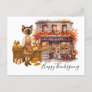 Cartes Pour Fêtes Annuelles Automne Boulangerie de chats Thanksgiving Amoureux