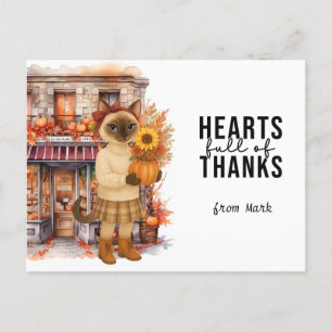 Cartes Pour Fêtes Annuelles Automne Chat coeur plein de remerciements pour l'a