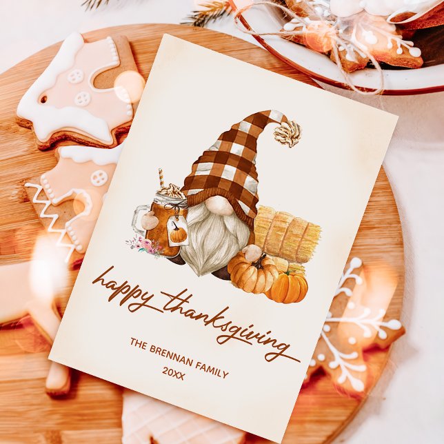 Cartes Pour Fêtes Annuelles Automne Citrouille Gnomes Thanksgiving (Créateur téléchargé)