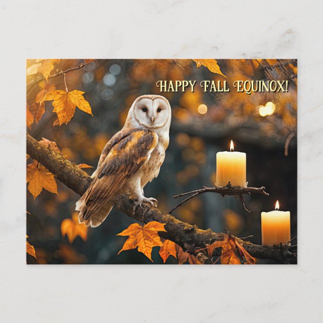 Cartes Pour Fêtes Annuelles Automne Equinox Mabon Owl and Candle (Devant)