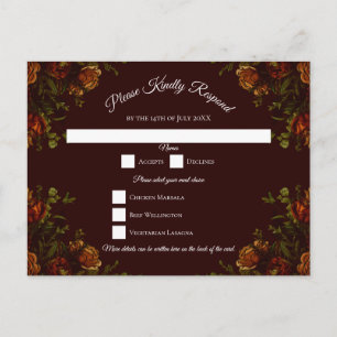 Cartes Pour Fêtes Annuelles Automne Mariage gothique Rustique Orange Maroon