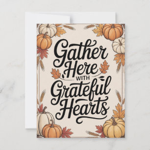 Cartes Pour Fêtes Annuelles Automne rustique vintage - "Rassemblez-vous ici av