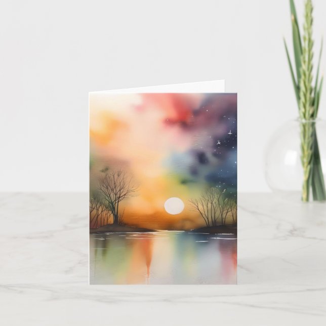 Cartes Pour Fêtes Annuelles Automne Soirée Scène C - Aquarelles et stylo (Devant)