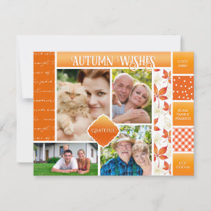 Cartes Pour Fêtes Annuelles Automne Souhaits Famille Photo Cosy Automne Saison