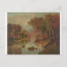 Automne sur la lithographie de Wissahickon 1880