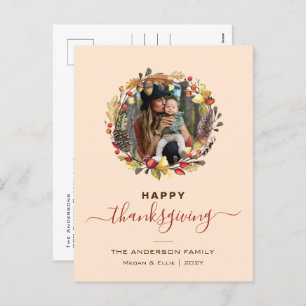 Cartes Pour Fêtes Annuelles Automne Wreath moderne Thankgiving Photo