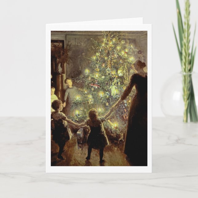 Cartes Pour Fêtes Annuelles Autour de l'arbre de Noël (Devant)