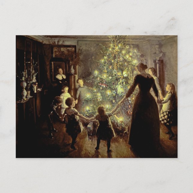 Cartes Pour Fêtes Annuelles Autour de l'arbre de Noël (Devant)