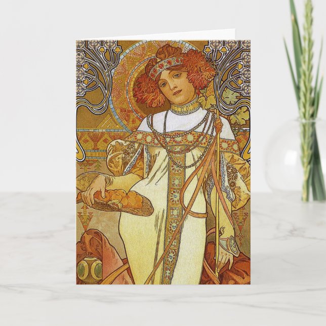 Cartes Pour Fêtes Annuelles "Autumn" by Alphonse [Alfons]  Mucha (Devant)
